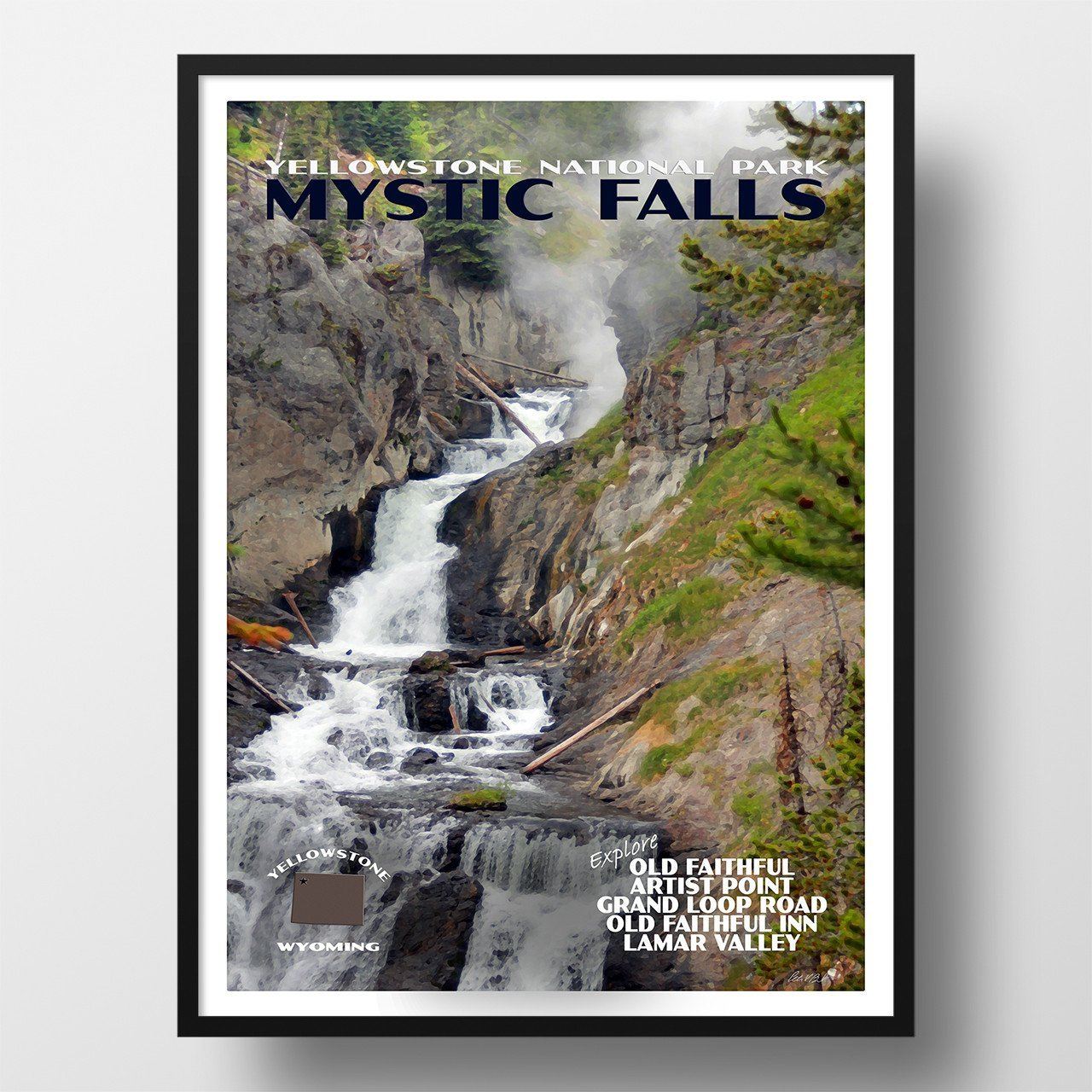 Yellowstone National Park Poster-Mystic Falls