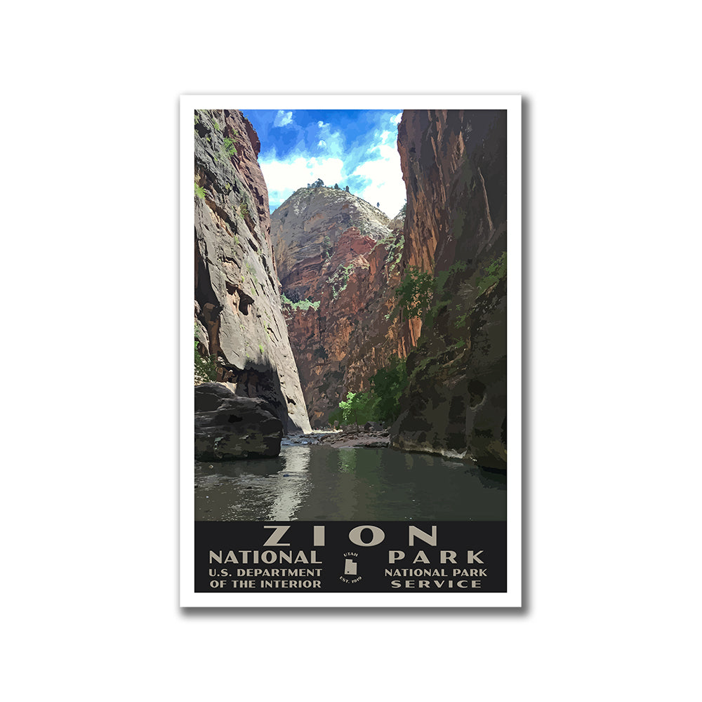 Zion National Park Poster of the Narrows (WPA Style)
