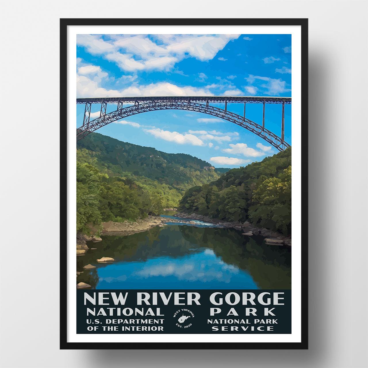 New River Gorge National Park Poster - WPA (New River Gorge Bridge ove