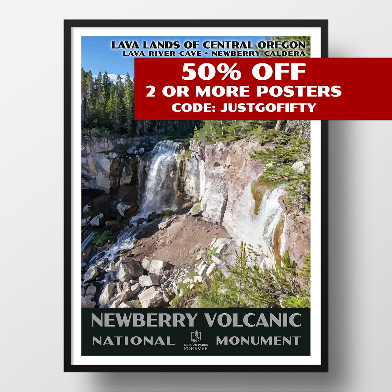 Newberry Volcanic National Monument Poster - WPA (Paulina Falls) - OPF