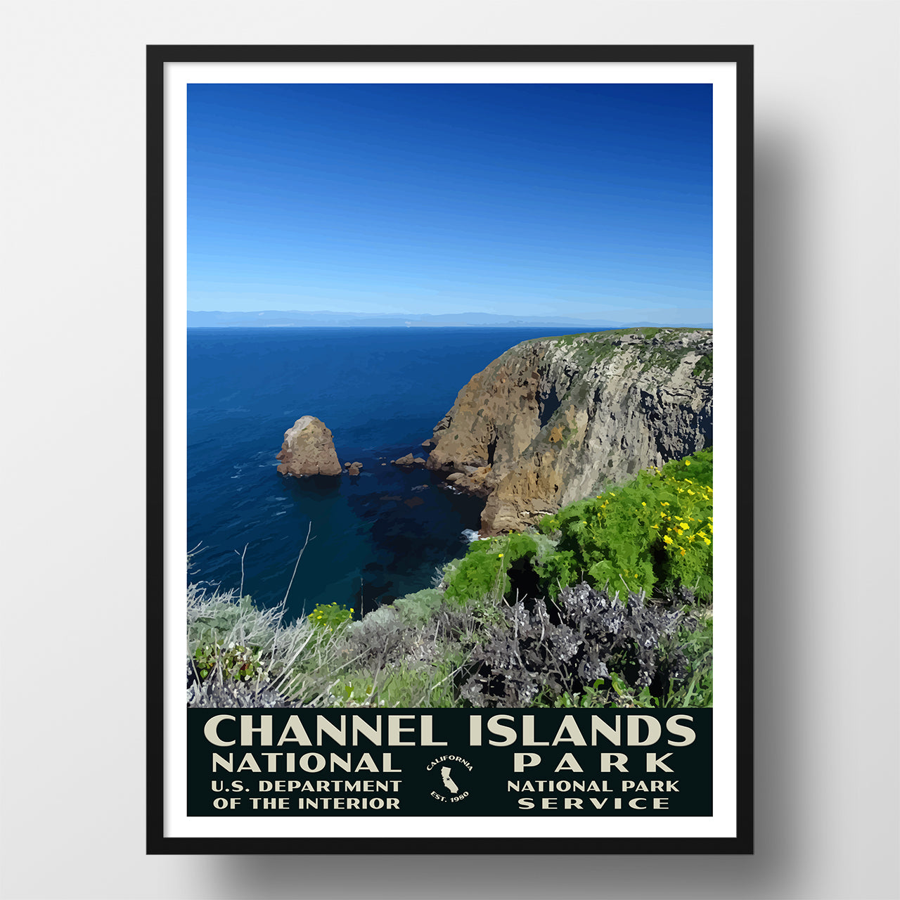 Channel Islands National Park Poster, WPA style, north bluff trail