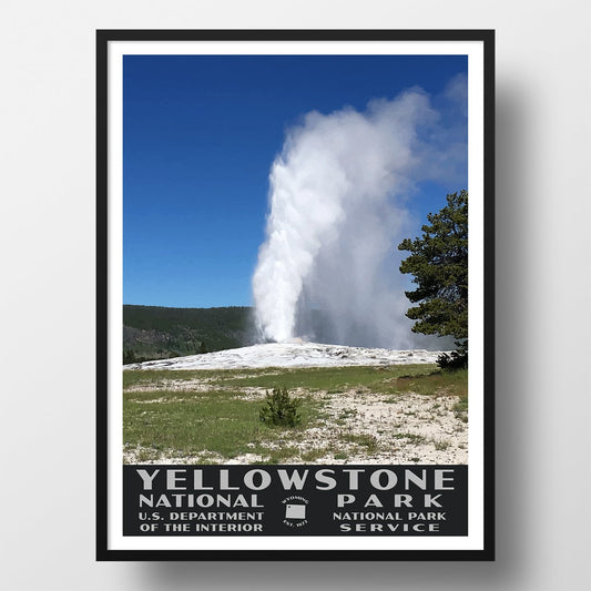 Yellowstone National Park Poster of Old Faithful (WPA Style)
