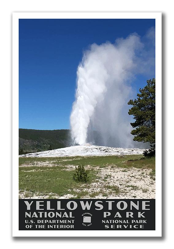 Yellowstone National Park Poster of Old Faithful (WPA Style)