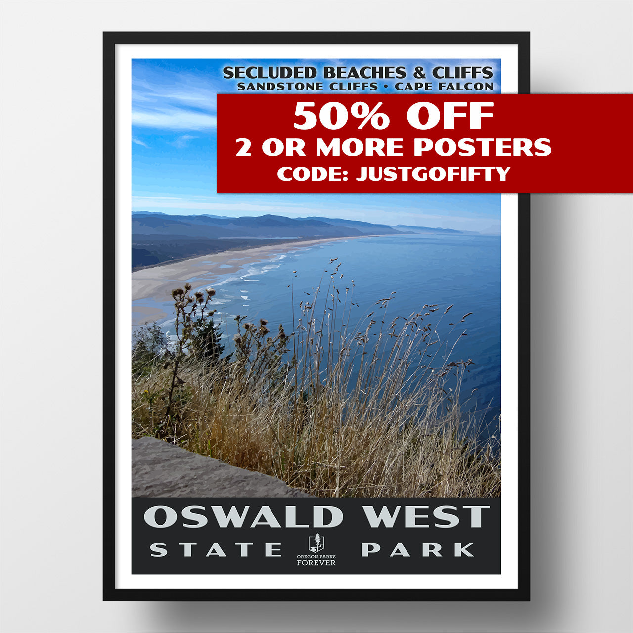 Oswald West State Park Poster - WPA (Manzanita Bay) - OPF