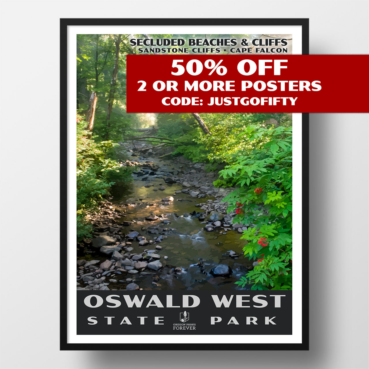 Oswald West State Park Poster - WPA (Morning Light) - OPF