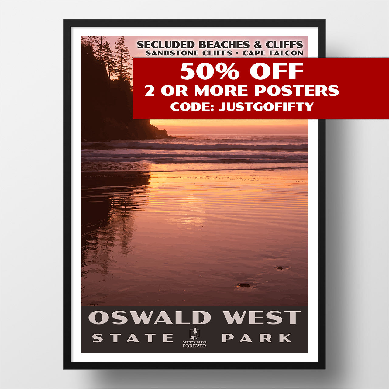 Oswald West State Park Poster - WPA (Short Sands Beach) - OPF