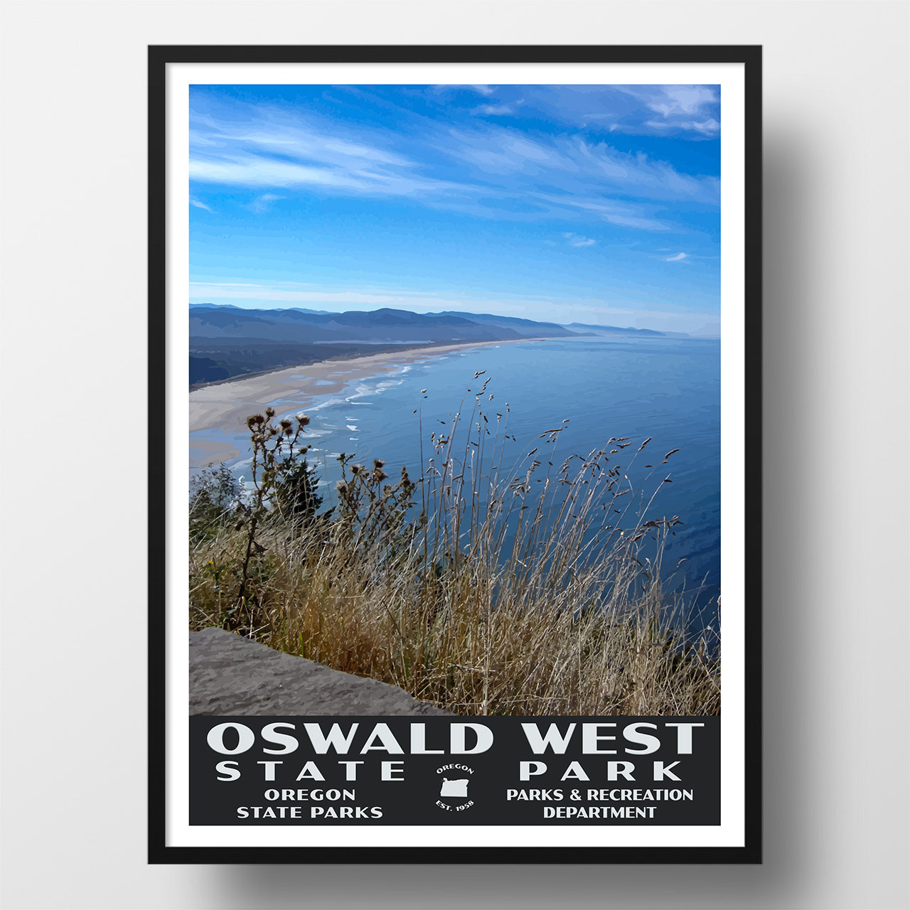 Oswald West State Park Poster-WPA (Manzanita Bay)
