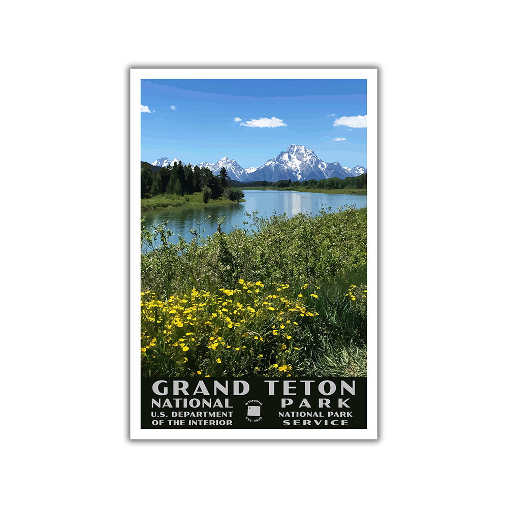 Grand Teton National Park Poster, WPA Style, Oxbow Bend