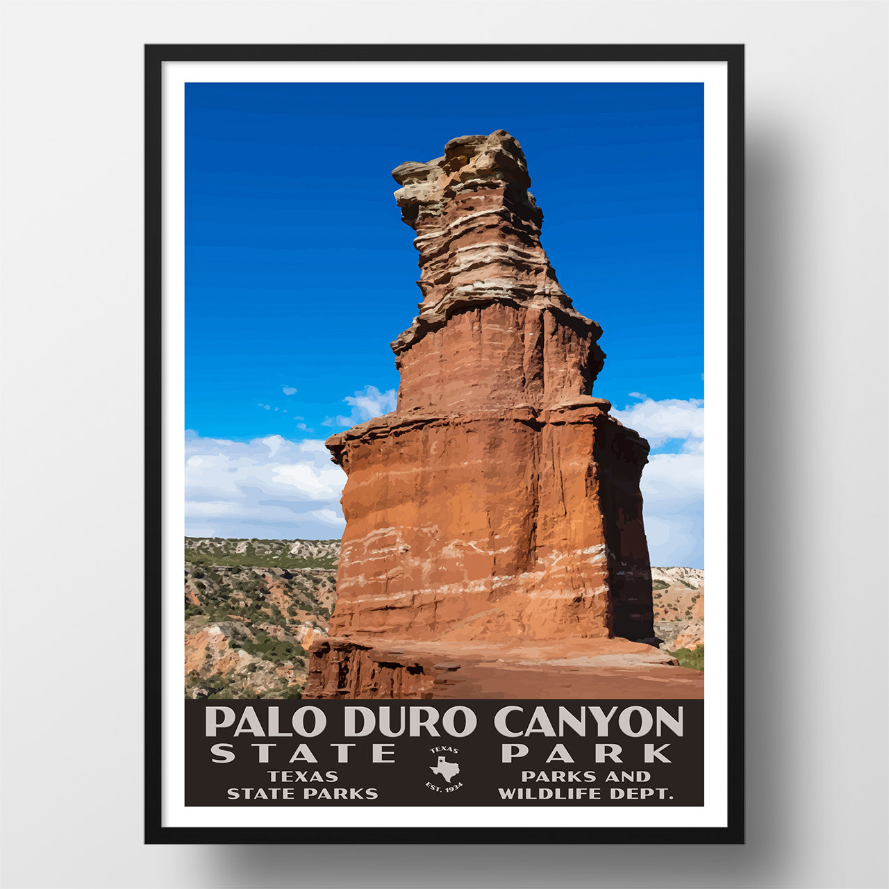 Palo Duro Canyon State Park Poster-WPA (Lighthouse Blue Sky)