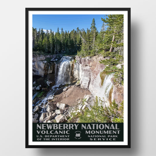 Newberry National Volcanic Monument Poster (WPA Style), Paulina Falls