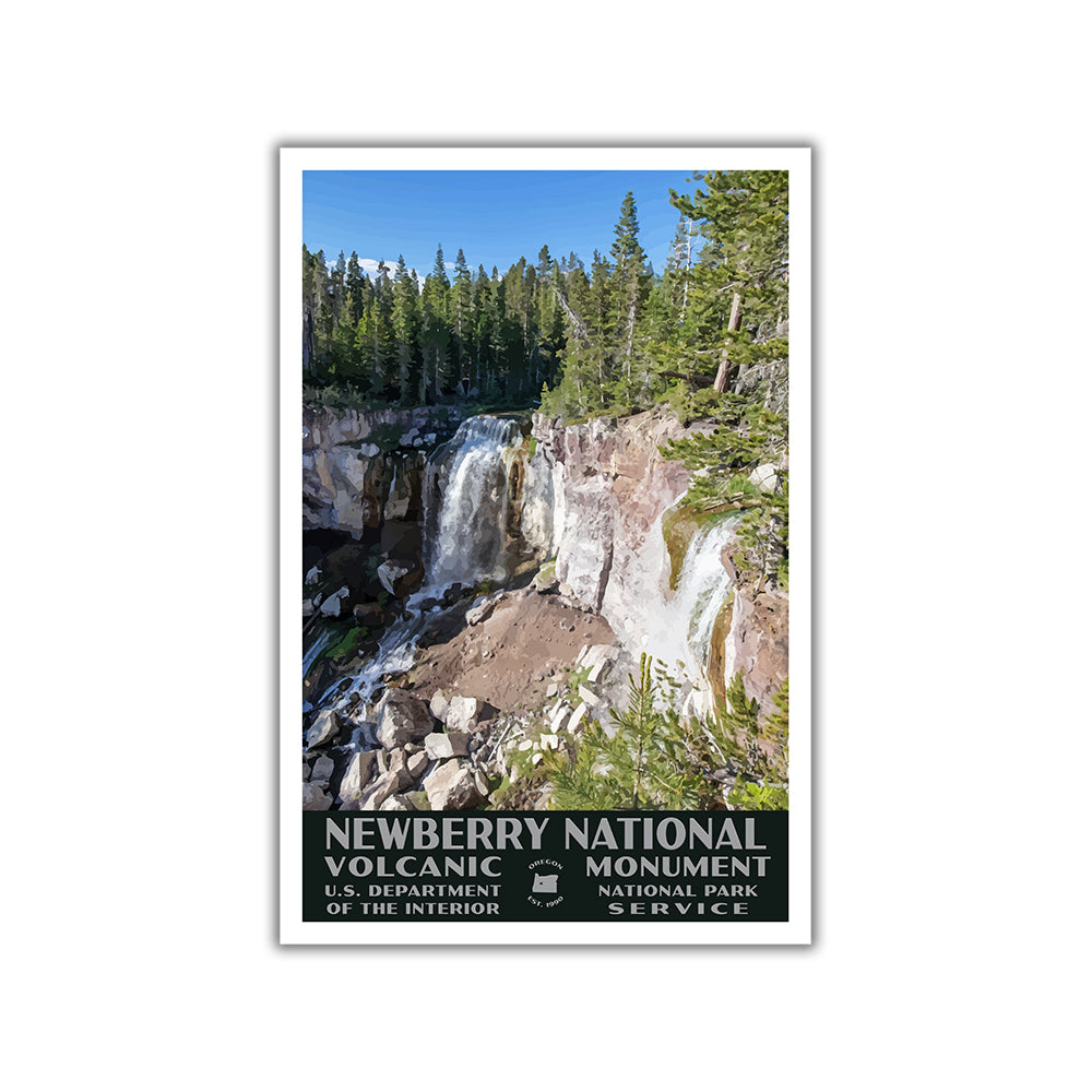Newberry National Volcanic Monument Poster (WPA Style), Paulina Falls