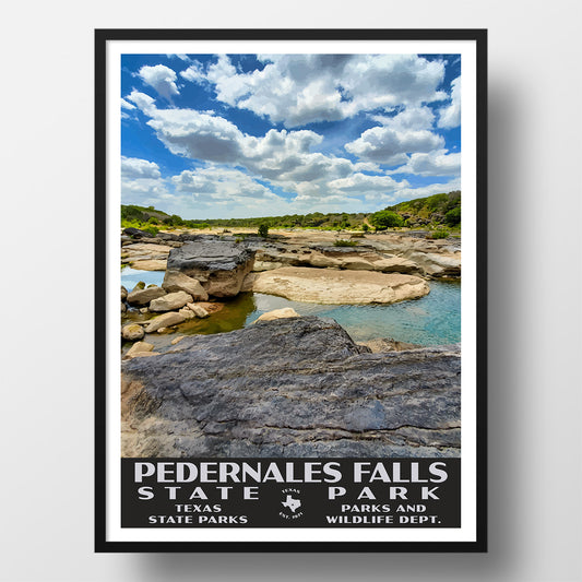 Pedernales Falls State Park Poster-WPA (Cloudy Sky)