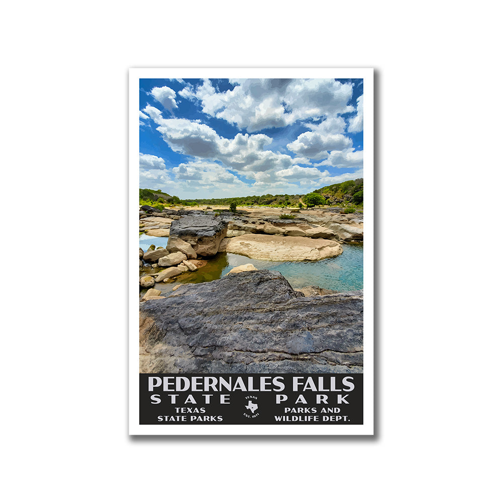 Pedernales Falls State Park Poster-WPA (Cloudy Sky)