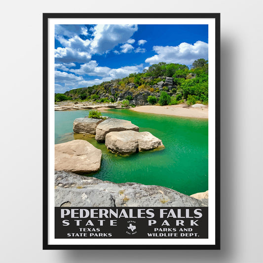 Pedernales Falls State Park Poster-WPA (Green Water)