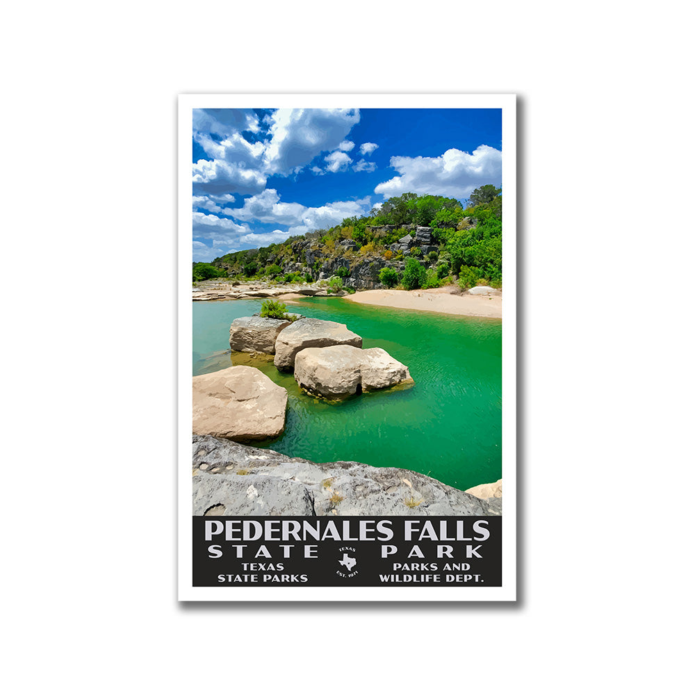 Pedernales Falls State Park Poster-WPA (Green Water)