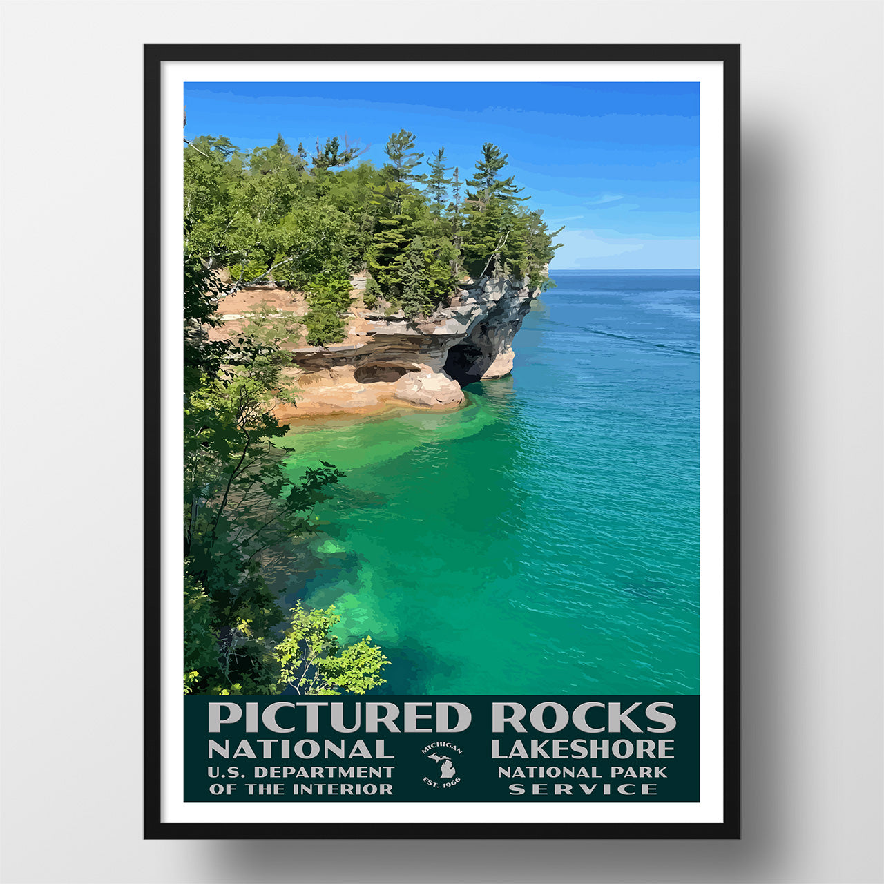 Pictured Rocks National Lakeshore Poster-WPA (Mosquito Trail)