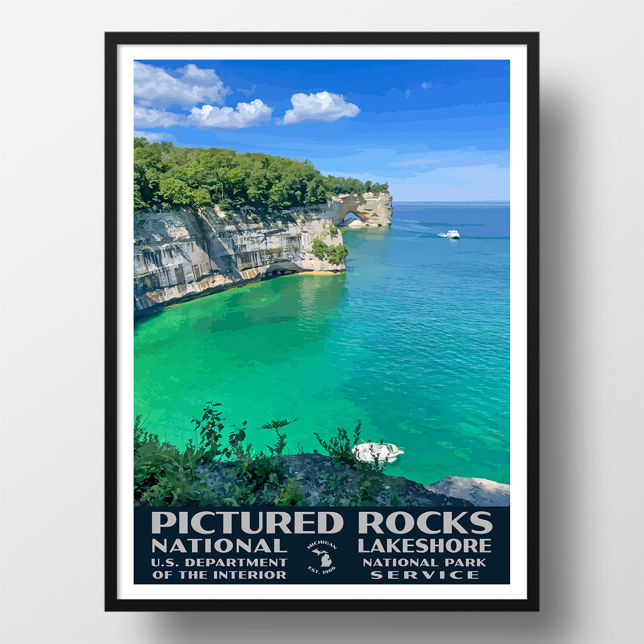 Pictured Rocks National Lakeshore Poster-WPA (Grand Portal Point)