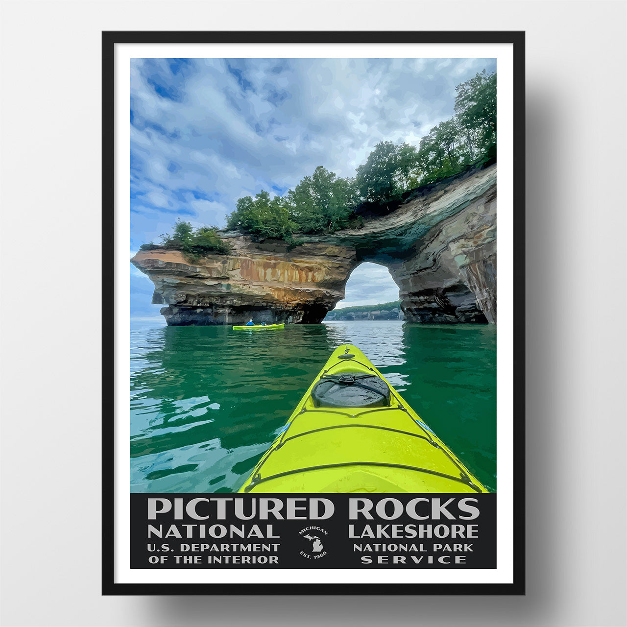 Pictured Rocks National Lakeshore Poster-WPA (Kayaking)