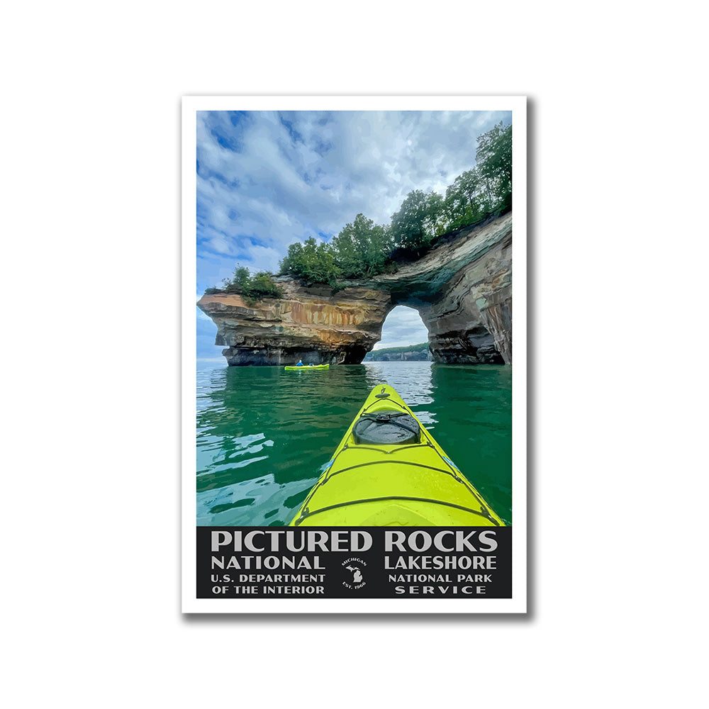 Pictured Rocks National Lakeshore Poster-WPA (Kayaking)