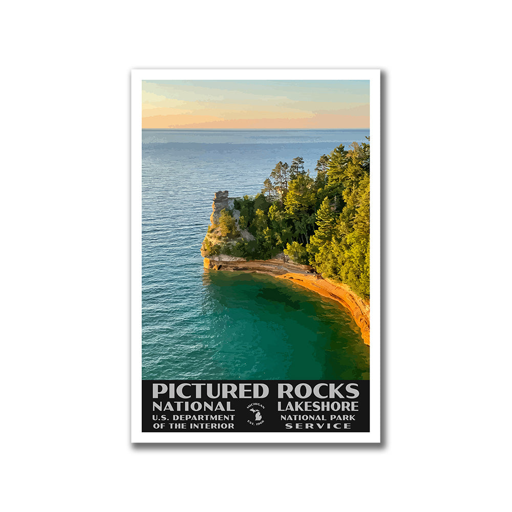 Pictured Rocks National Lakeshore Poster-WPA (Miners Castle)