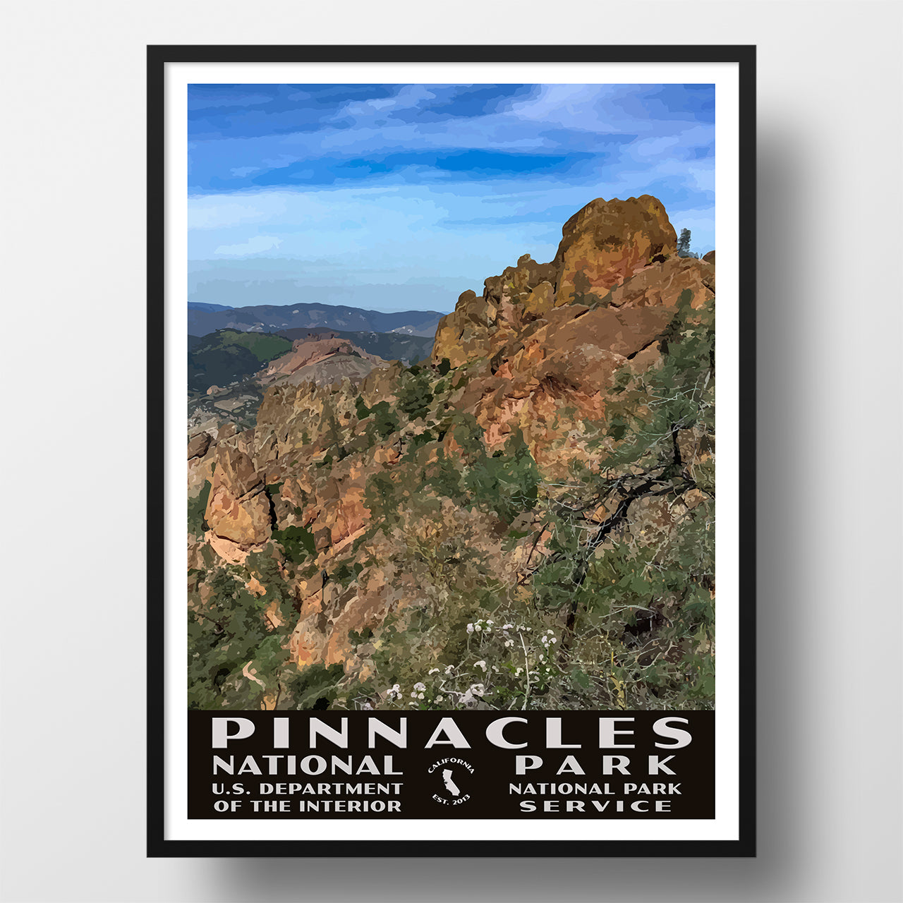 Pinnacles National Park Poster, wpa style