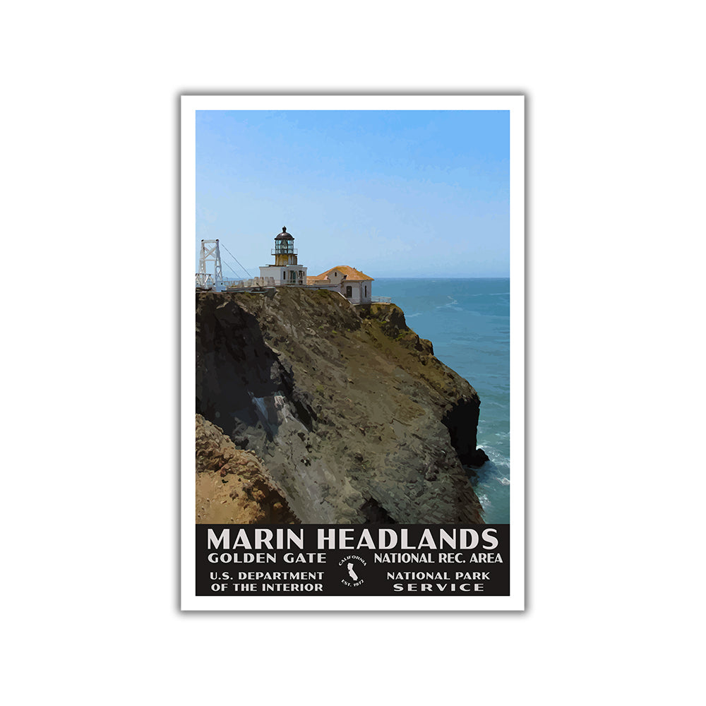 point bonita lighthouse marin headlands poster wpa style