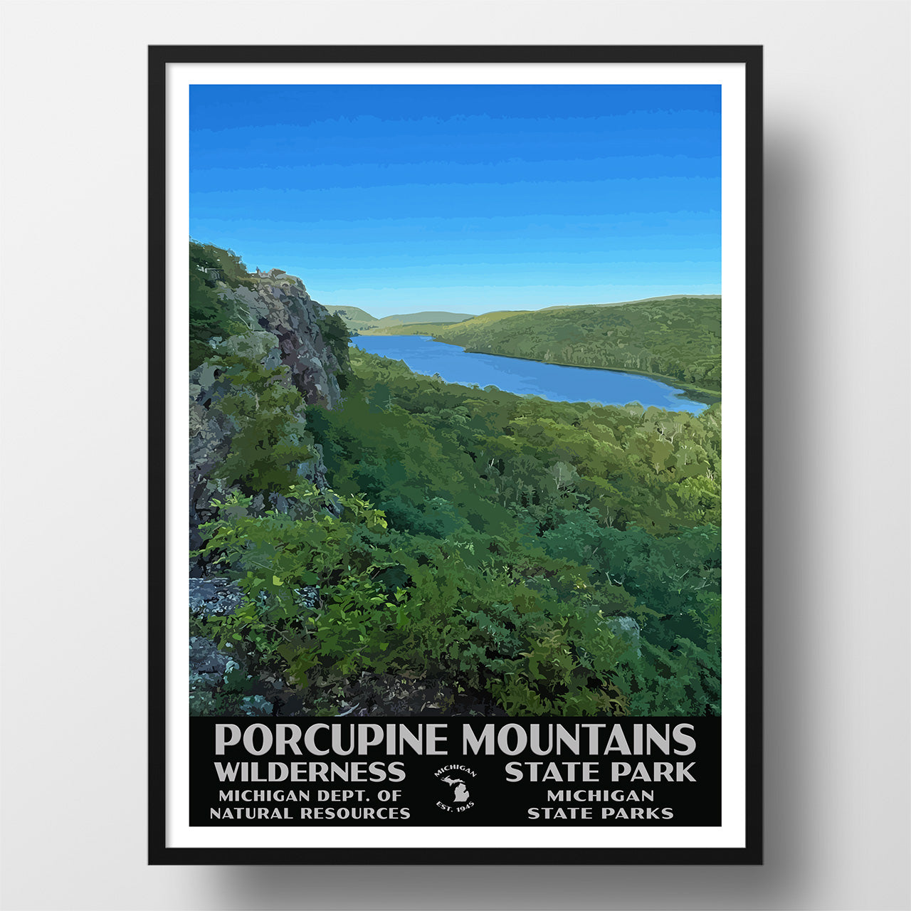 Porcupine Mountains Wilderness State Park Poster-WPA (Lake of the Clouds)