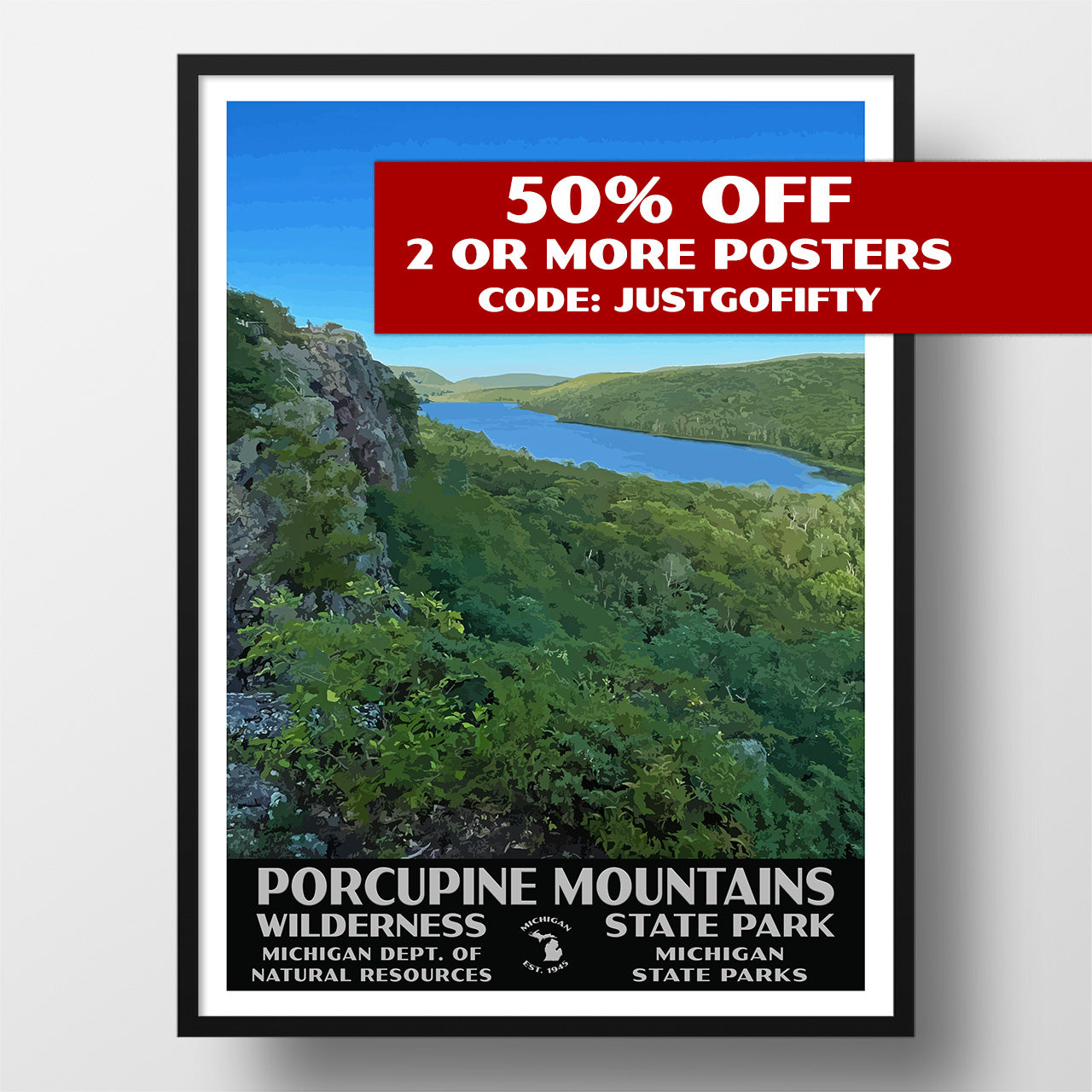 porcupine mountains wilderness state park poster