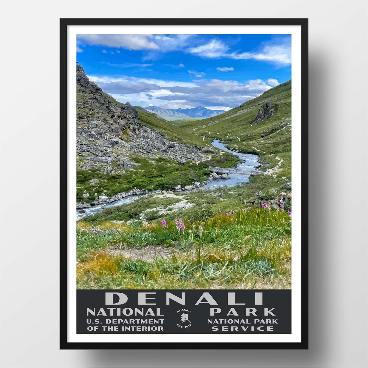 Denali National Park Poster-WPA (Savage River)