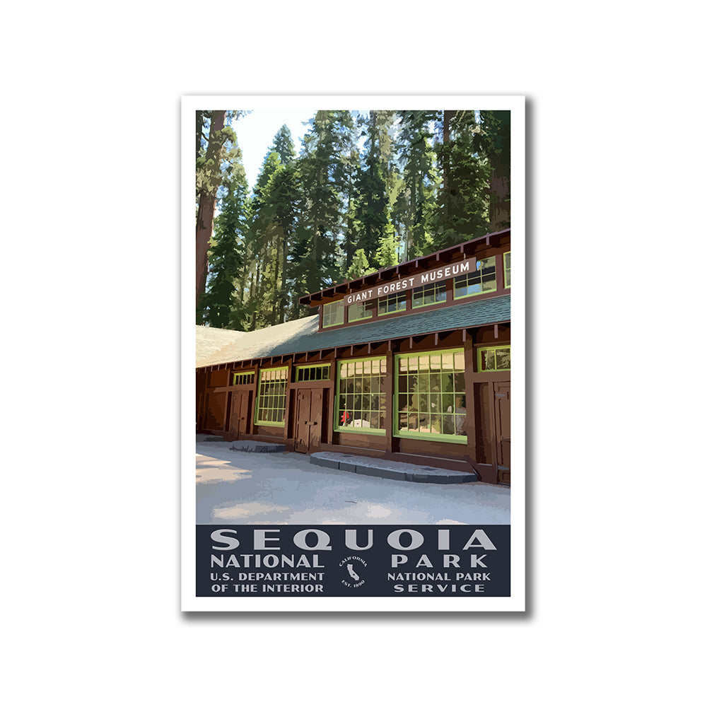 Sequoia National Park Poster, WPA Style, Giant Forest Museum