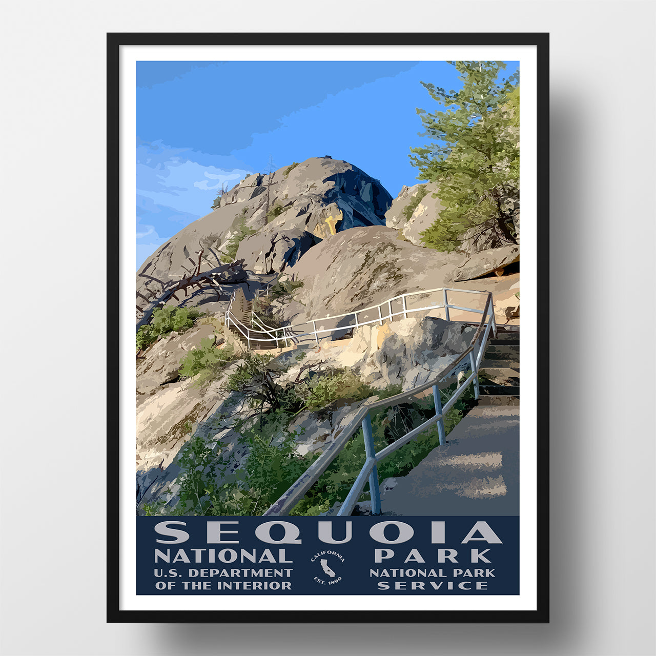 Sequoia National Park Poster, WPA Style, Moro Rock