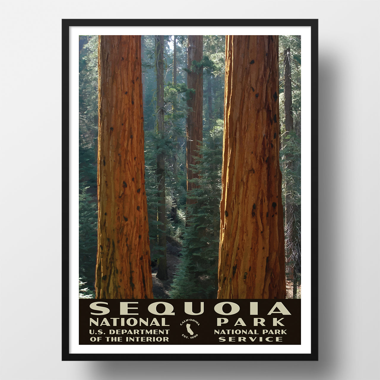 Sequoia National Park Poster, WPA Style, Grant Grove
