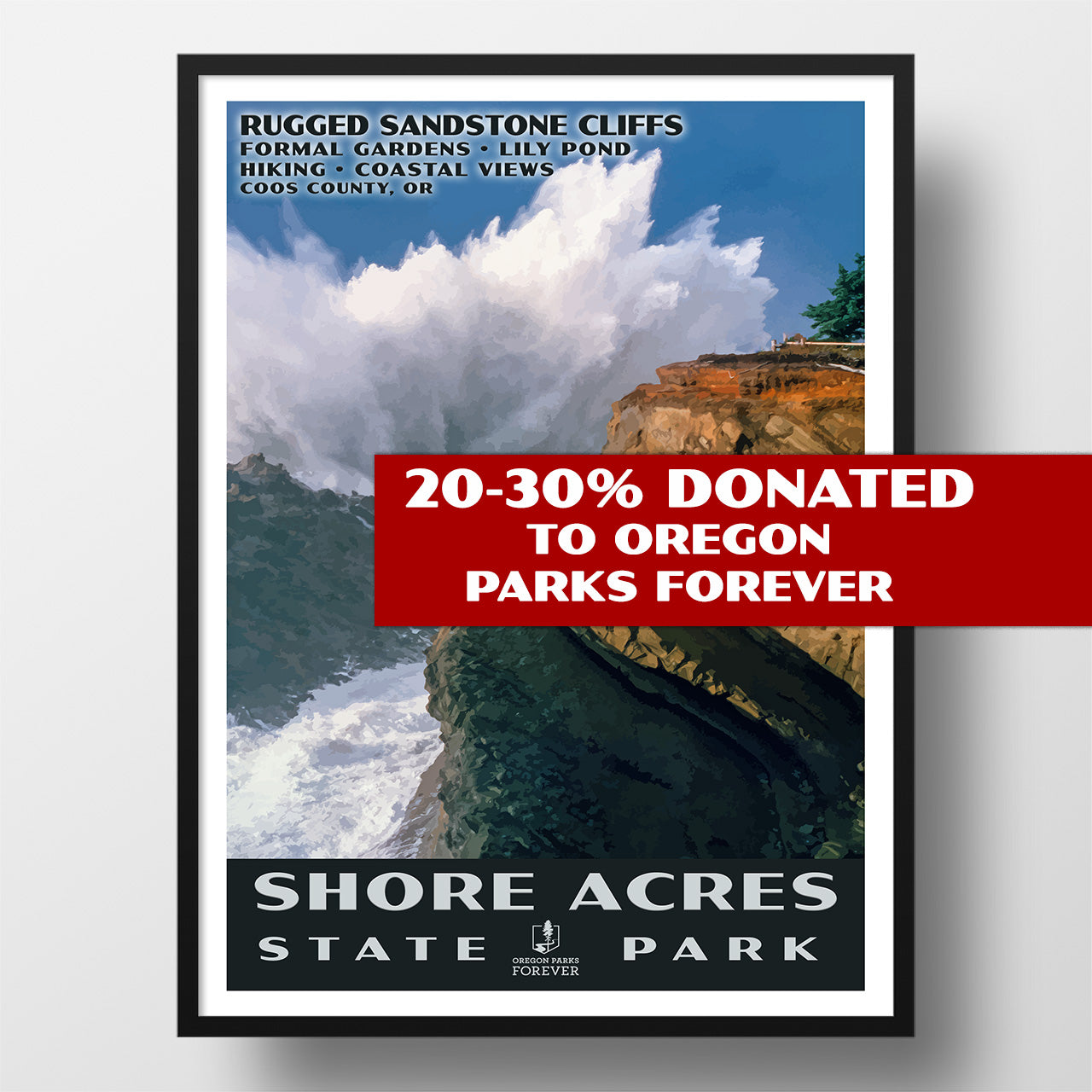 Shore Acres State Park Poster - WPA (Blockbuster Waves) - OPF