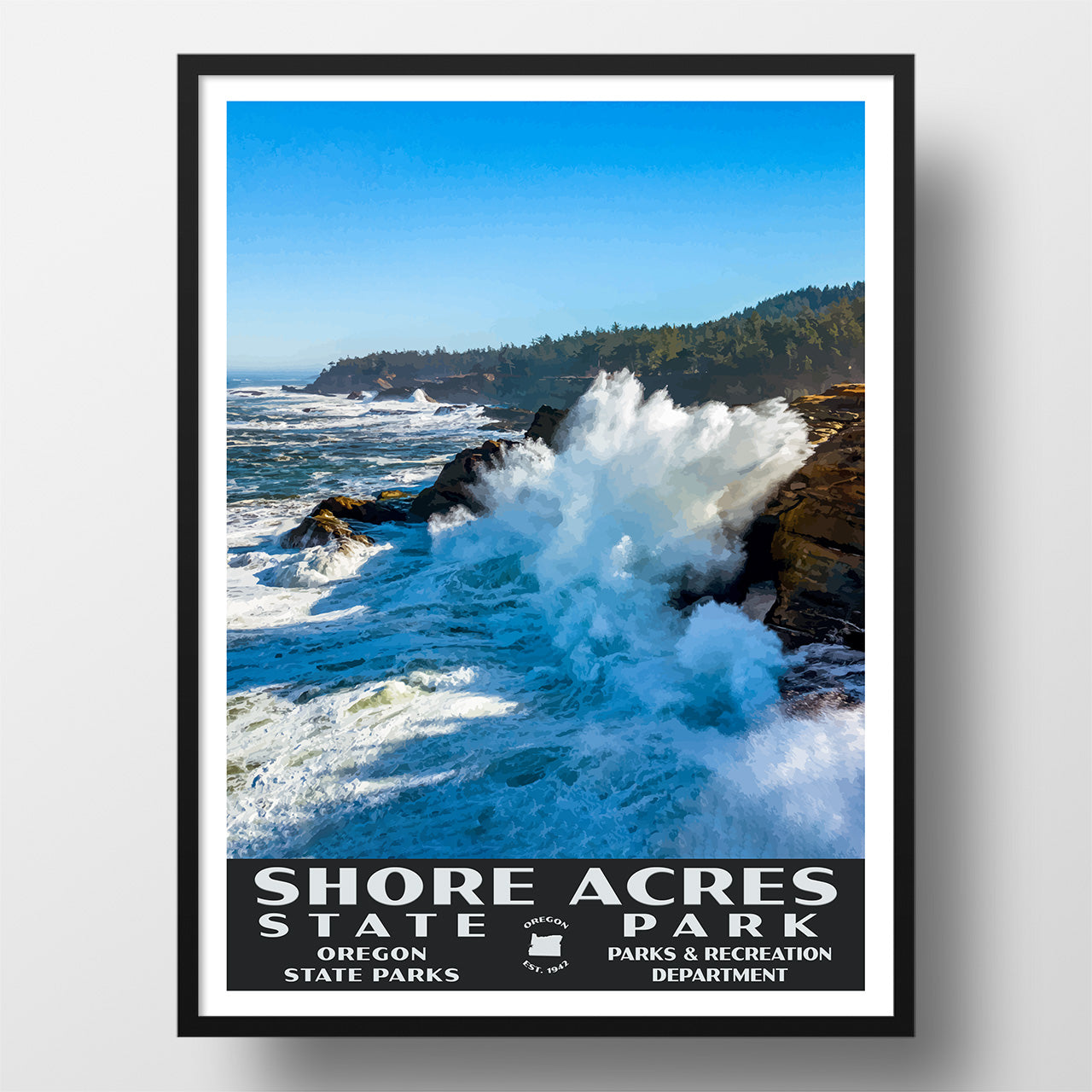 Shore Acres State Park Poster-WPA (Daytime Waves)