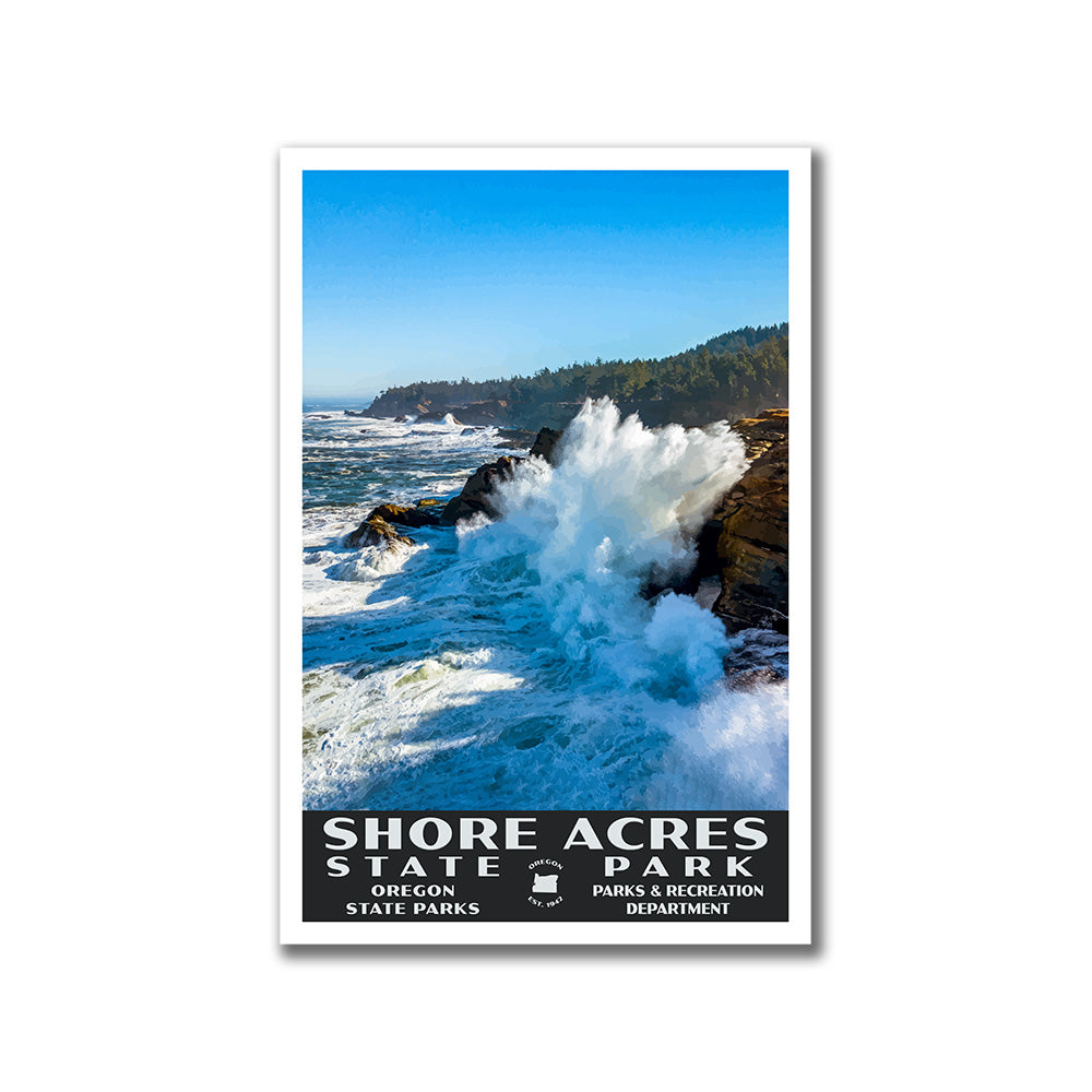 Shore Acres State Park Poster-WPA (Daytime Waves)