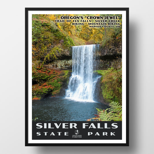 Silver Falls State Park Poster - WPA (Lower Falls in the Fall) - OPF