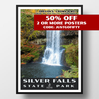 Silver Falls State Park Poster - WPA (Lower Falls in the Fall) - OPF