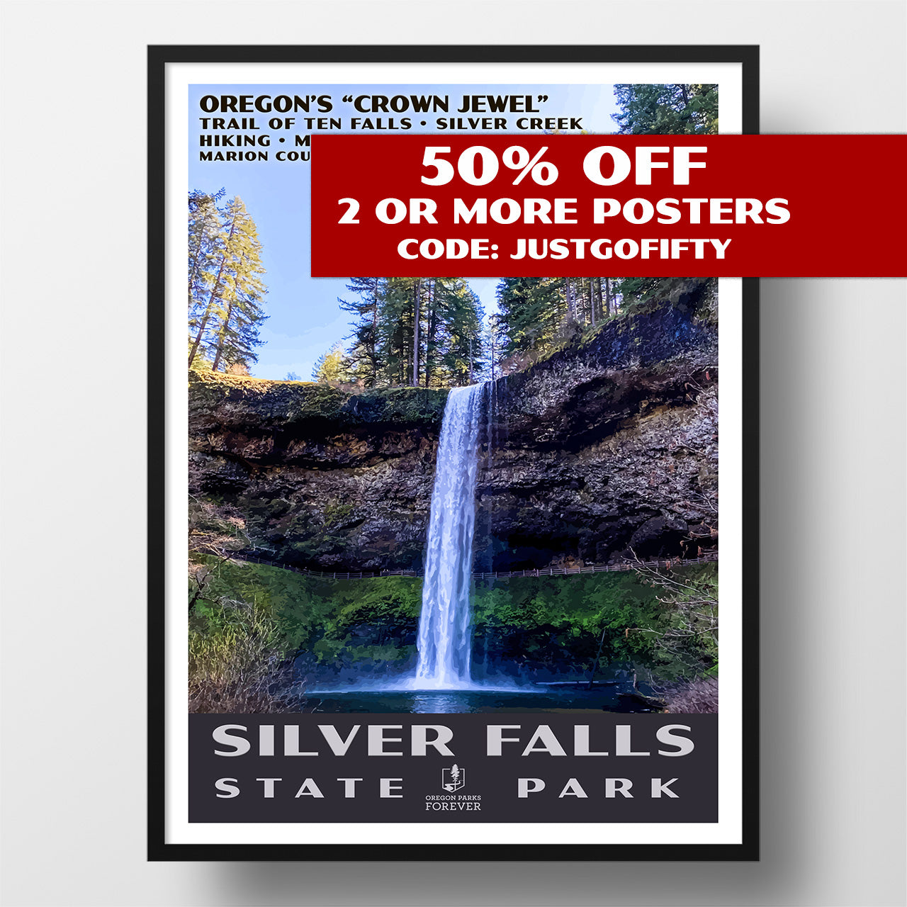 Silver Falls State Park Poster - WPA (Silver Falls in the Spring) - OPF