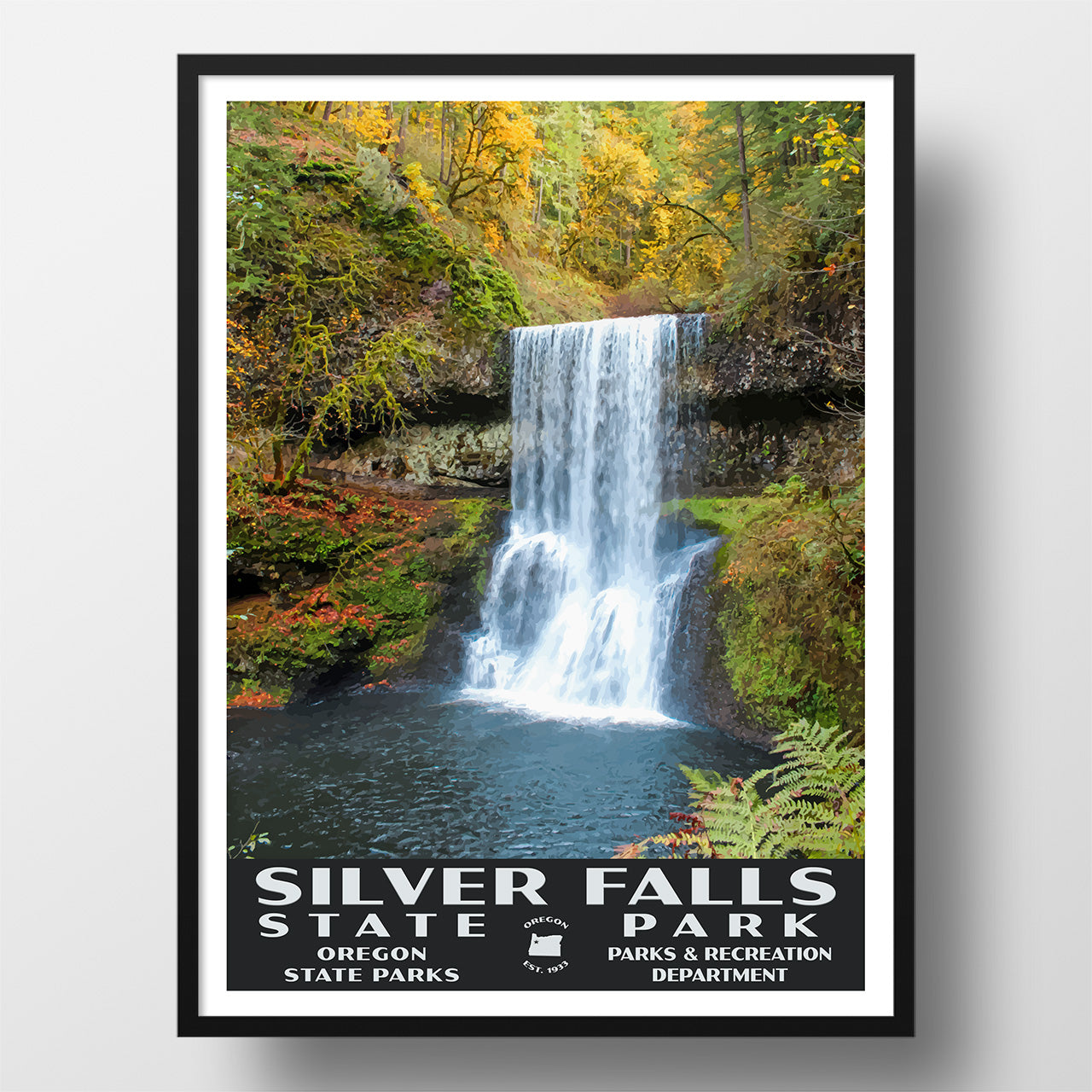 Silver Falls State Park Poster-WPA (Lower South Falls)