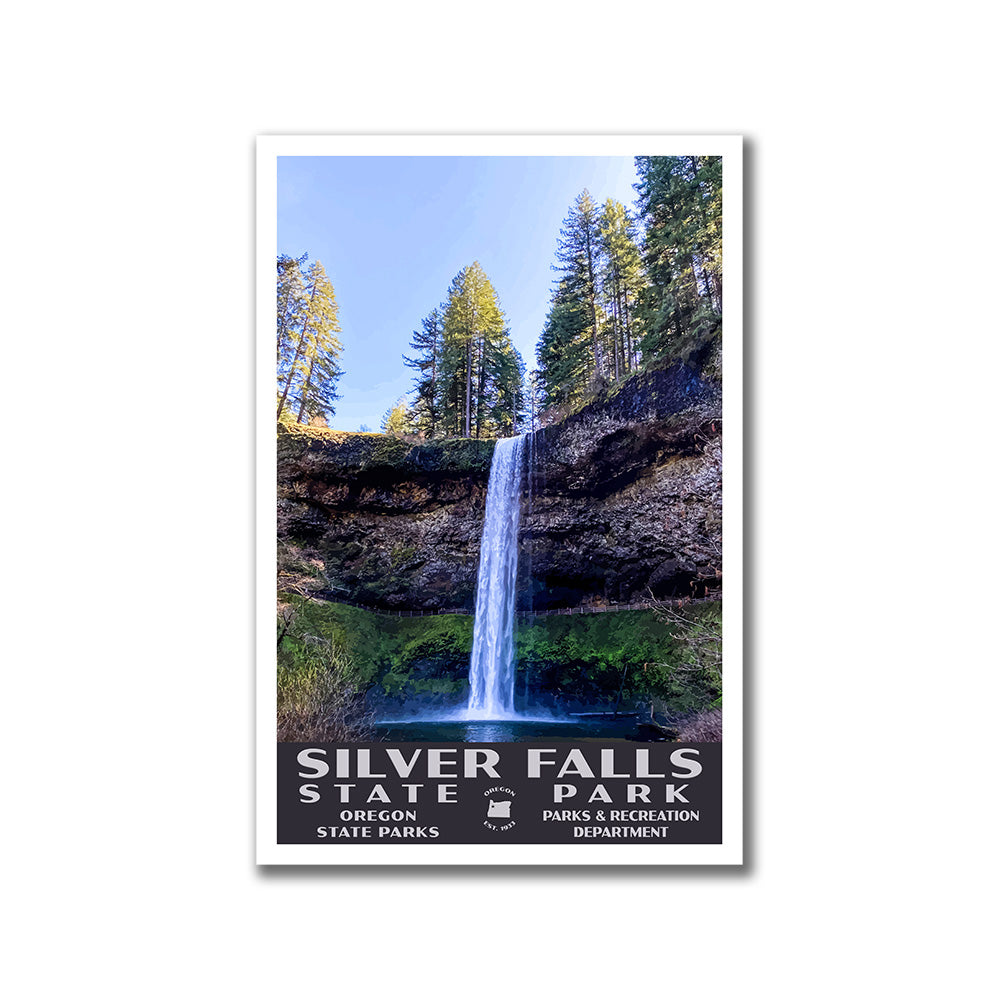Silver Falls State Park Poster-WPA (Silver Falls in the Spring)