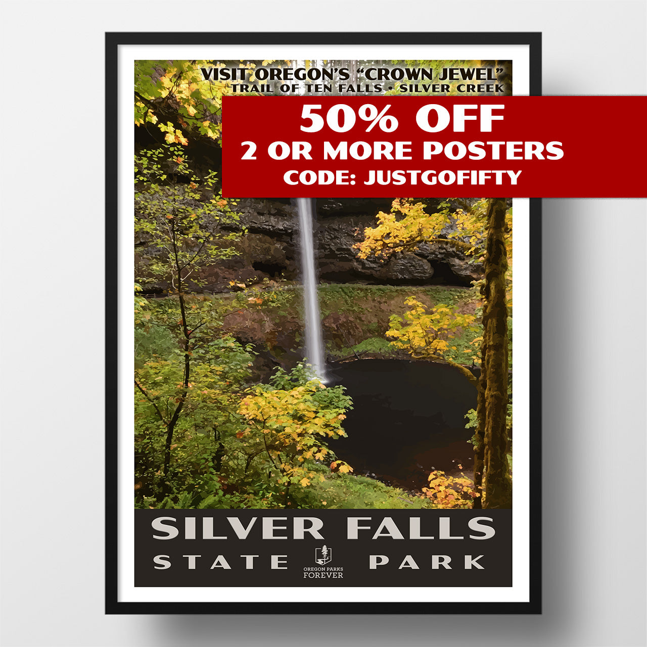 Silver Falls State Park Poster - WPA (Silver Falls in the fall) - OPF