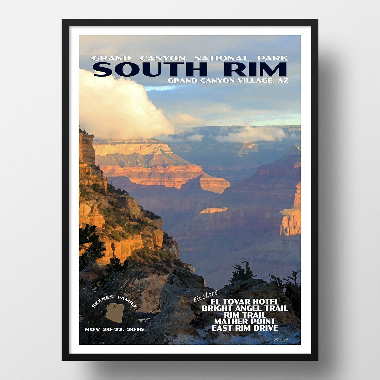Grand Canyon National Park Poster-South Rim Sunrise (Personalized)