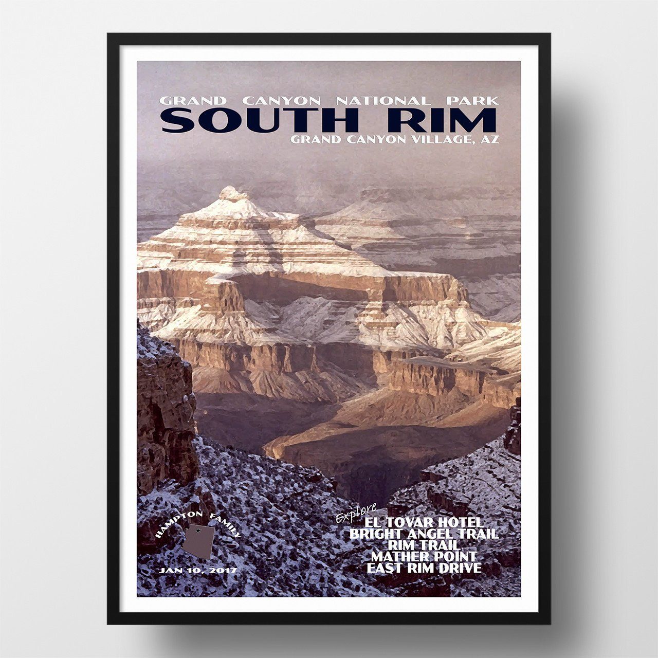 Grand Canyon National Park Poster-South Rim in the Snow (Personalized)