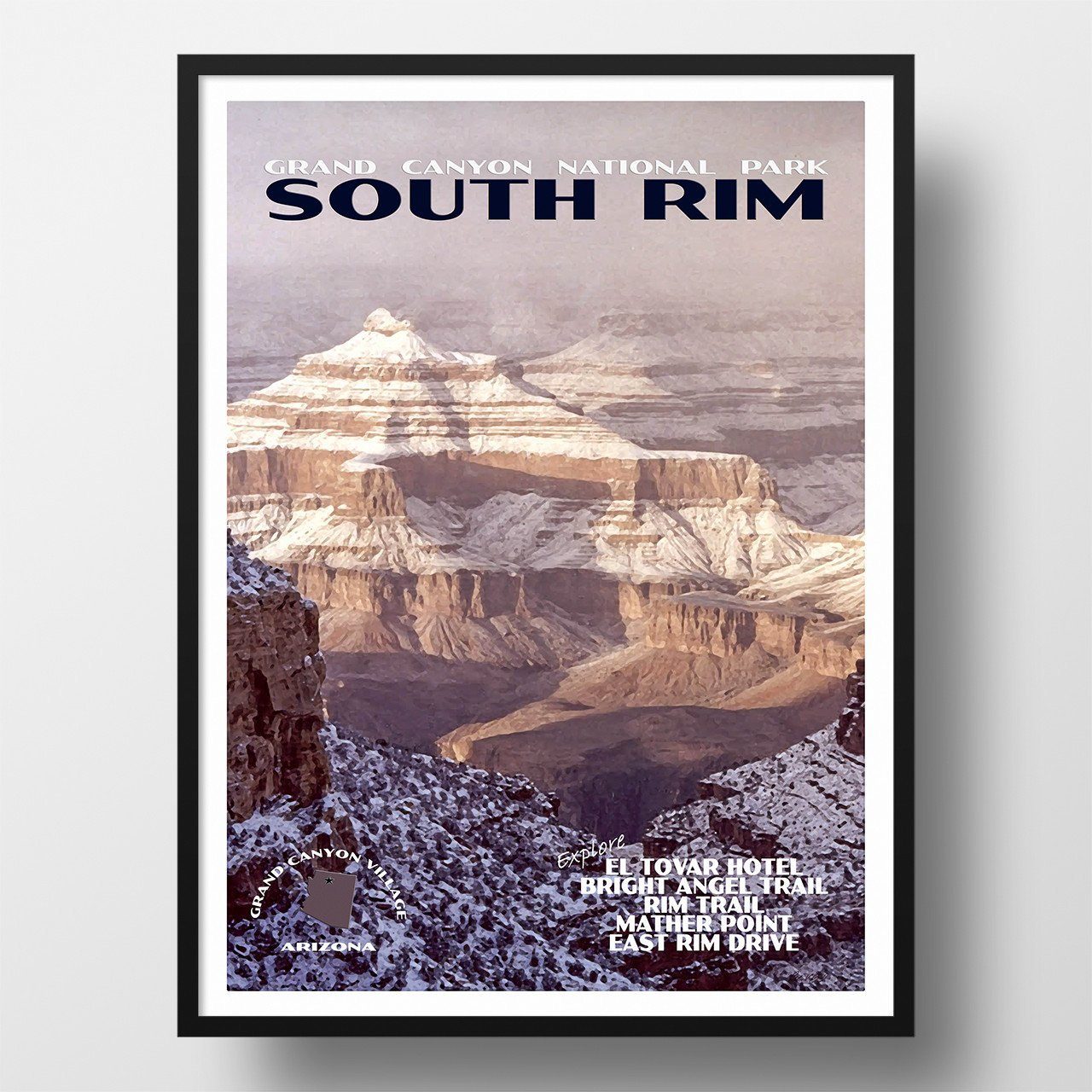 Grand Canyon National Park Poster-South Rim in the Snow