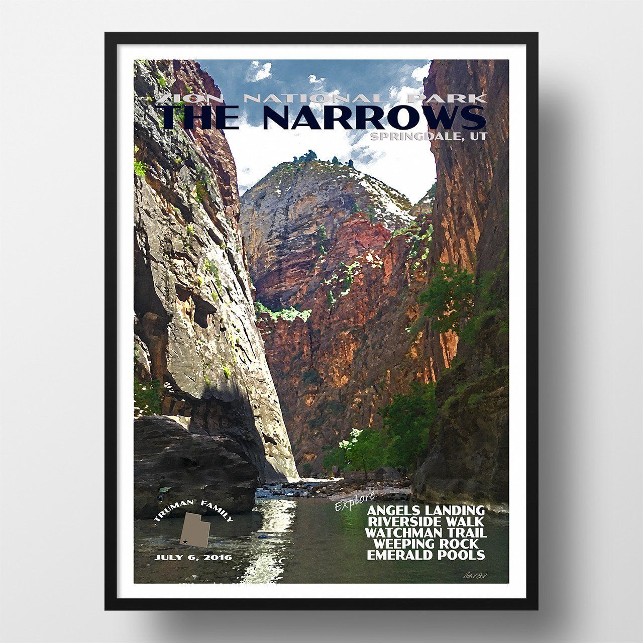 Zion National Park Poster-The Narrows (Personalized)