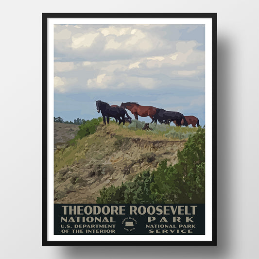 Theodore Roosevelt National Park Poster, Wild Horses