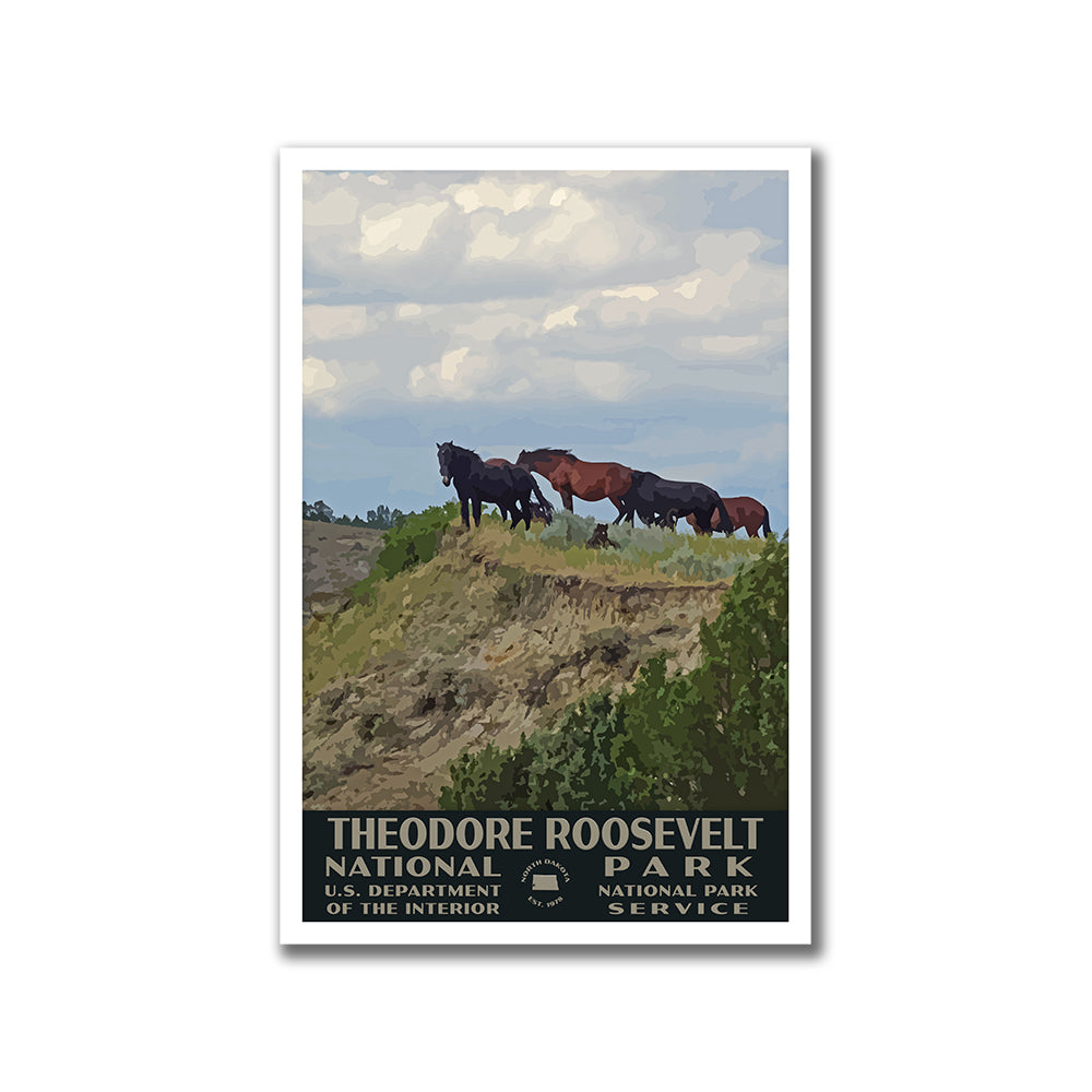 Theodore Roosevelt National Park Poster, Wild Horses
