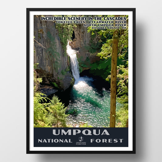 Umpqua National Forest Poster - WPA (Toketee Falls) - OPF