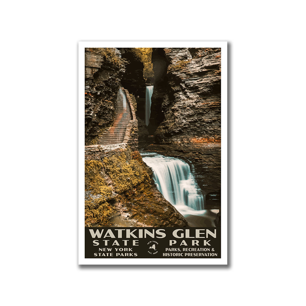 Watkins Glen State Park Poster - WPA (Cavern Cascade)