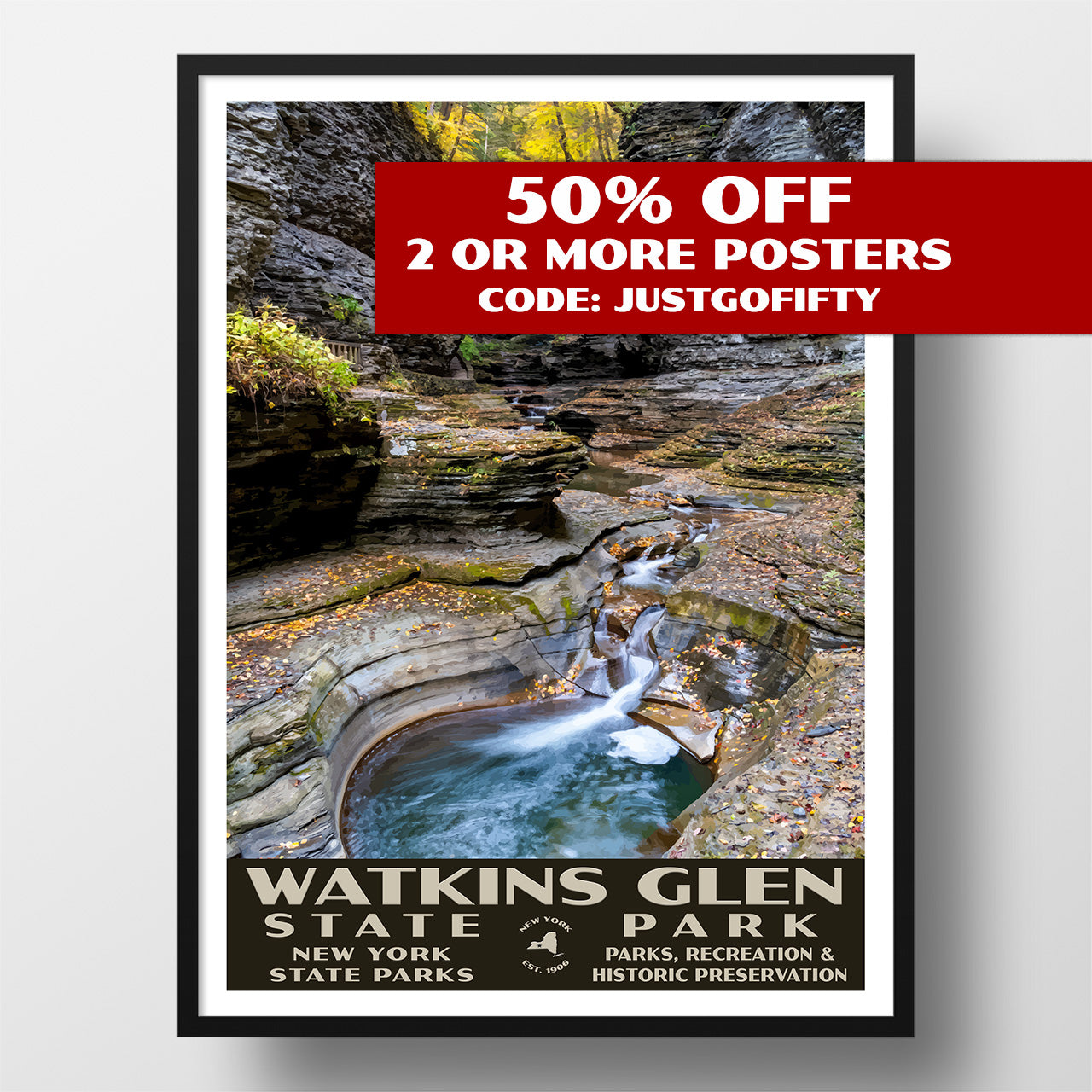 Watkins Glen State Park Poster - WPA (Gorge Trail2)